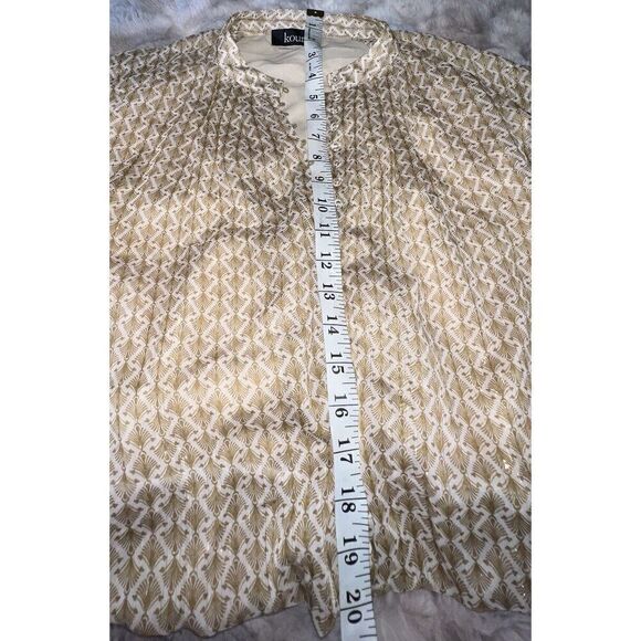 Kourt Long Sleeve Button-Down Shimmer Cream/Beige Blouse - Picture 14 of 16